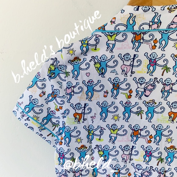 Roller Rabbit Palm Beach Monkey Polo Pajamas in Multi Monkey Size XS New NWT - Picture 9 of 16